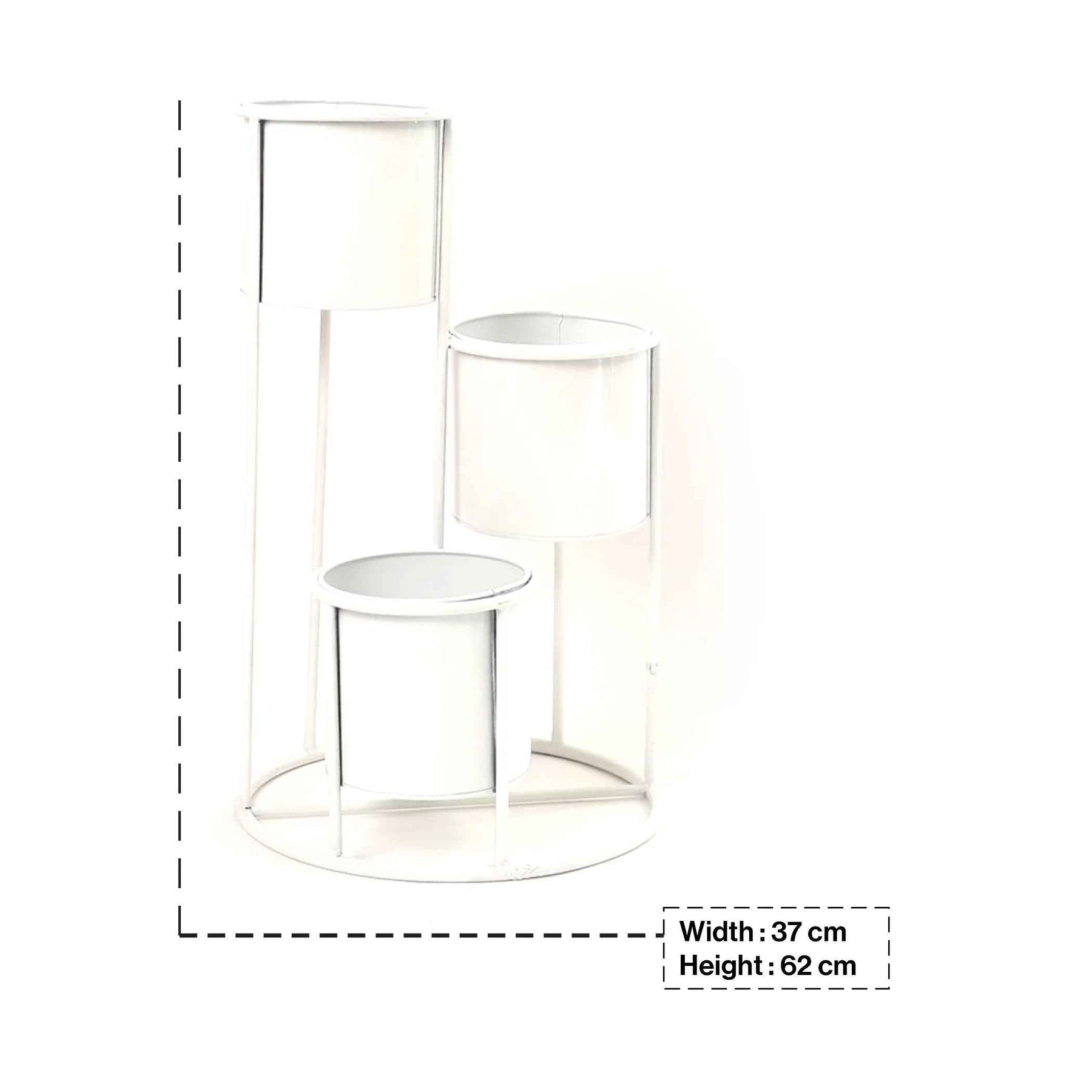 Floor Planter Stand With Triple Pots In White