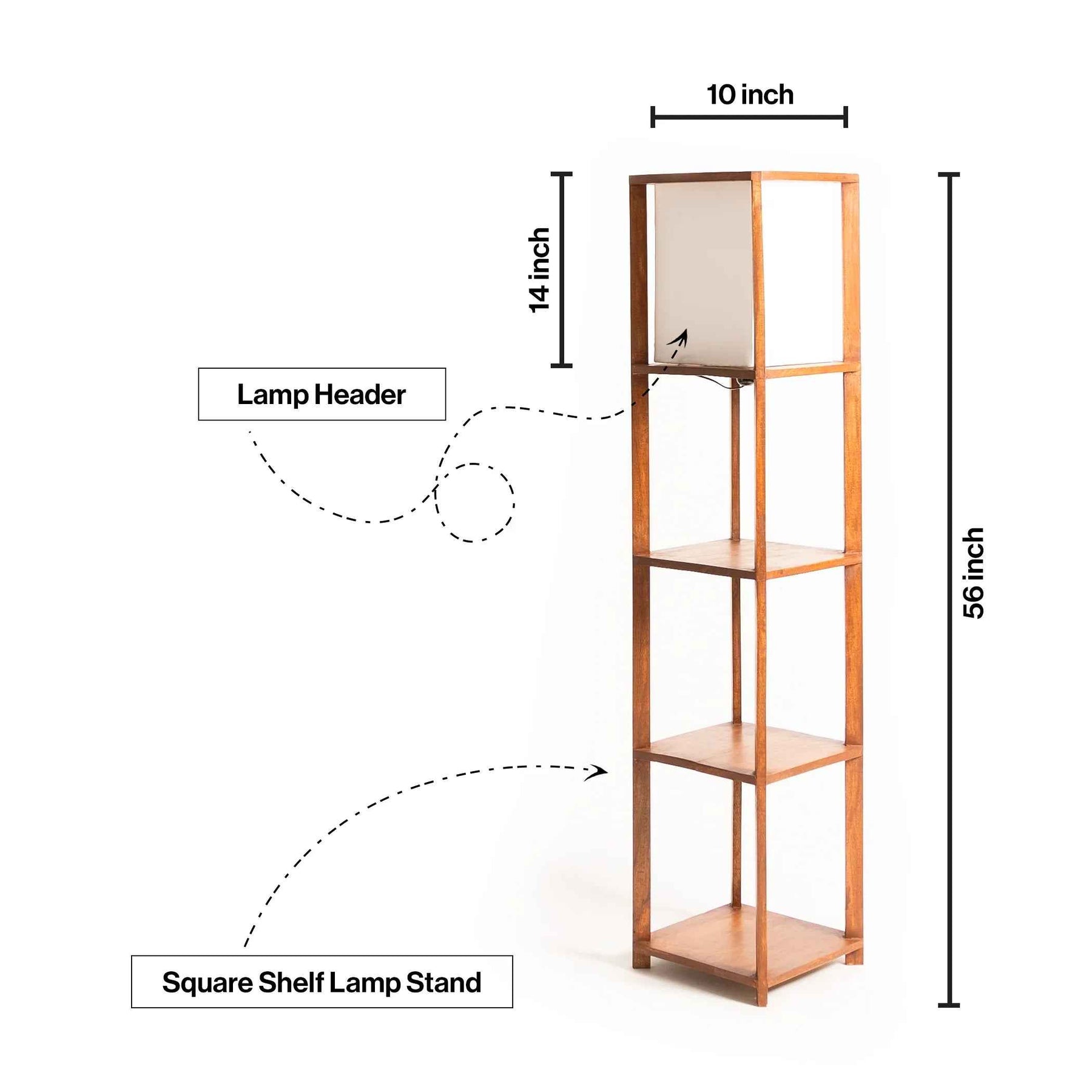 Wooden Shelf Floor Lamp for Living Room