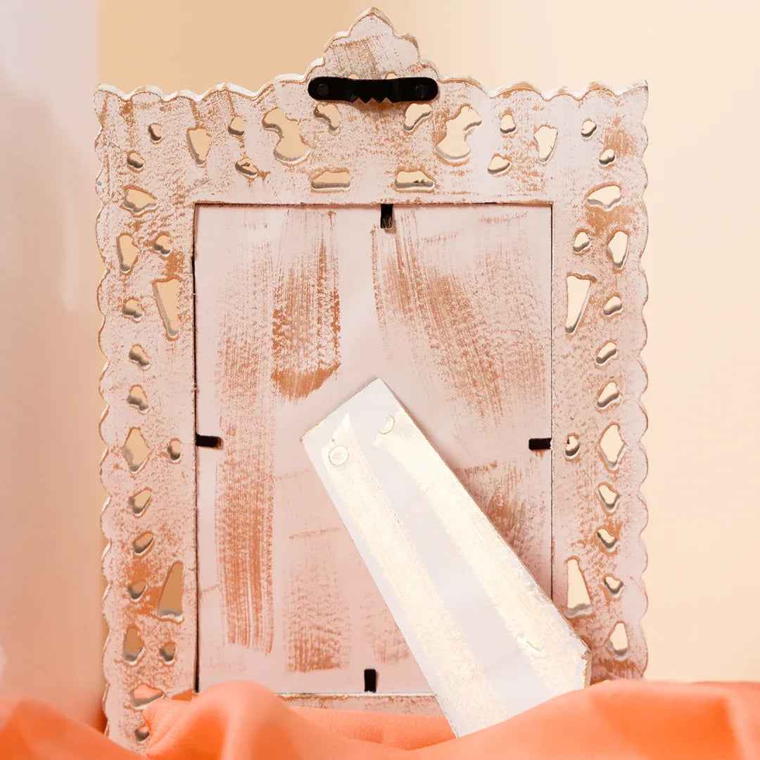 Handcarved Wooden Heritage Mirror Photo Frame in Golden Frost