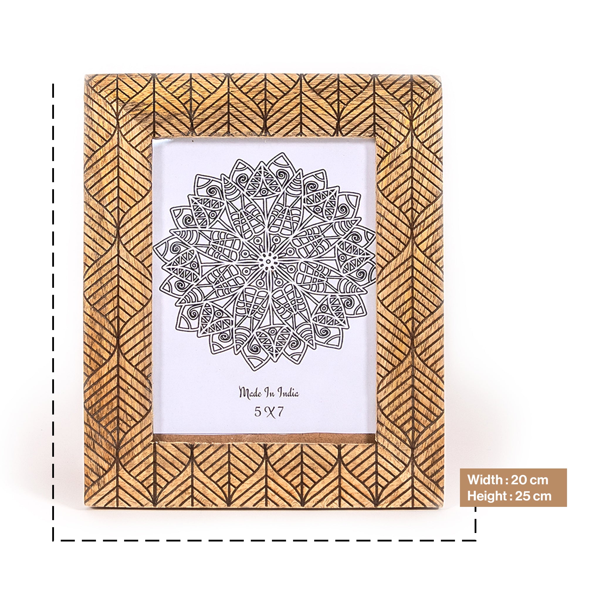 Handcarved Wooden Leaf Pattern Photo Frame-Wall Mount and Tabletop