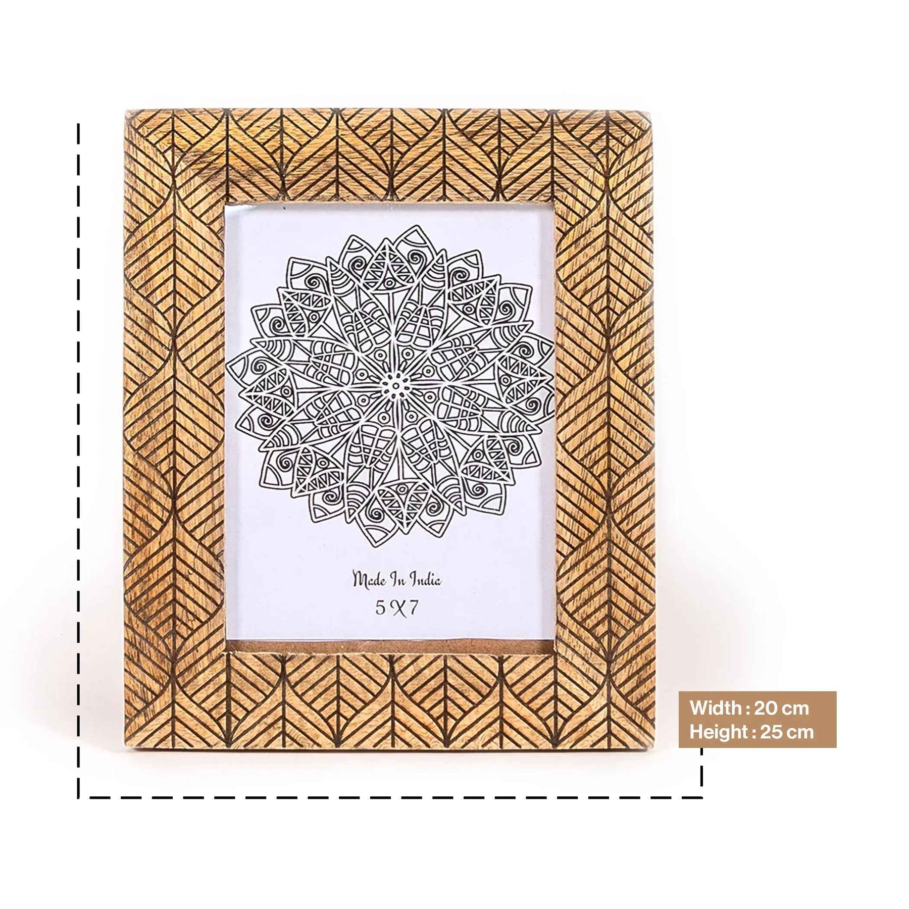 Handcrafted Wooden Leaf Pattern Photo Frame – Wall/Tabletop Mount