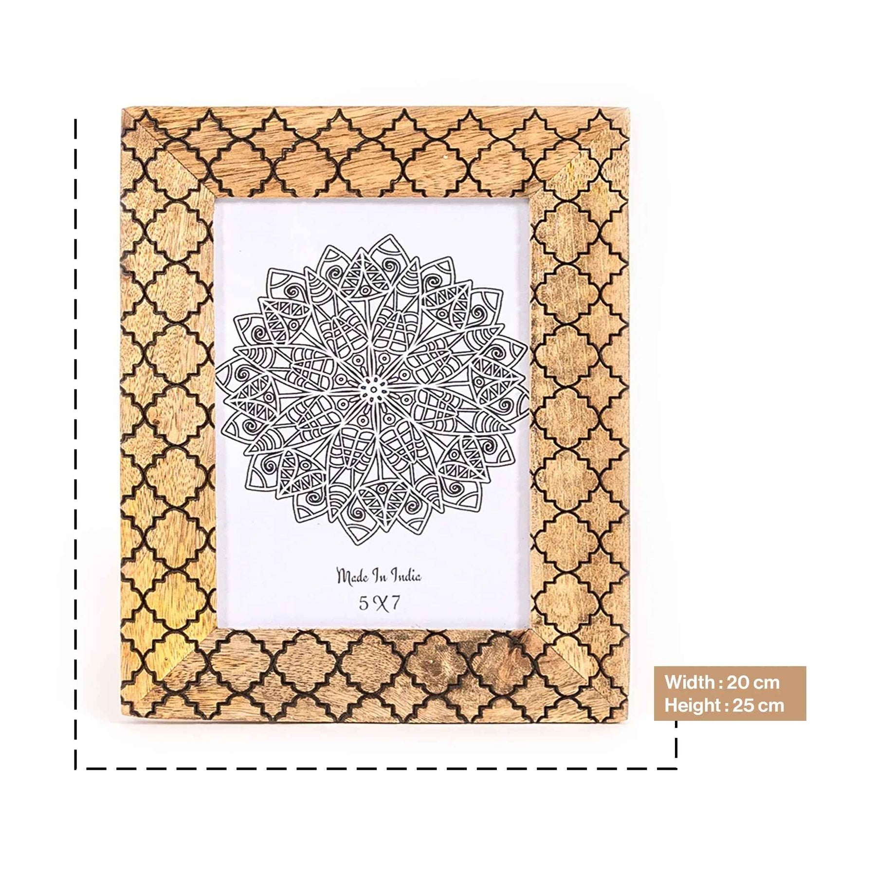 Handcrafted Wooden Geometric Lattice Photo Frame - Wall/Table Mount
