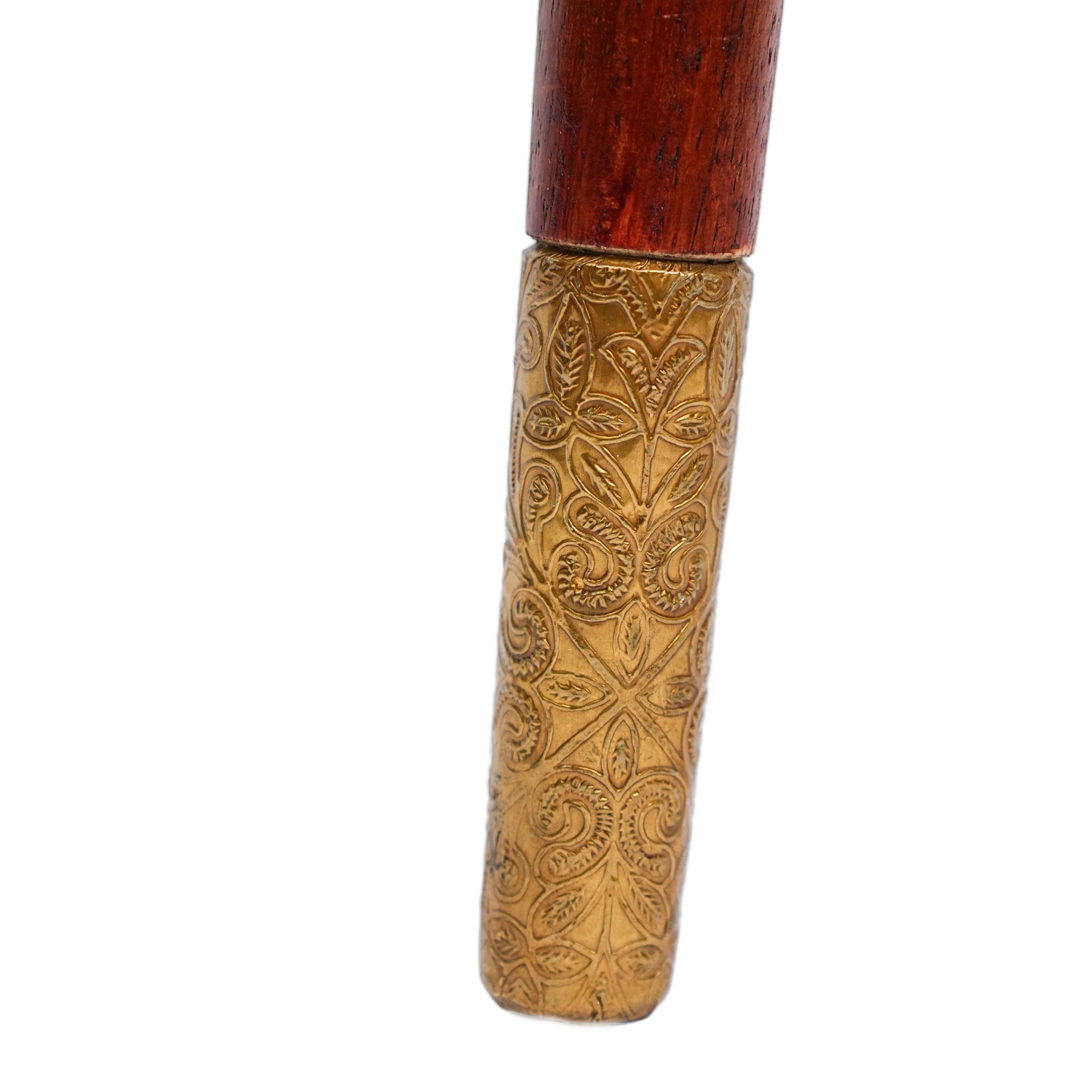 Round Wooden Bedside Table in Gold Floral Pattern