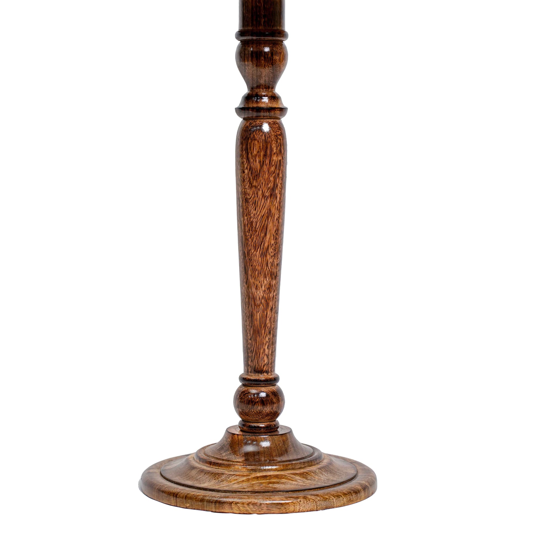 Round Wooden Side Table with Pedestal in Walnut Brown
