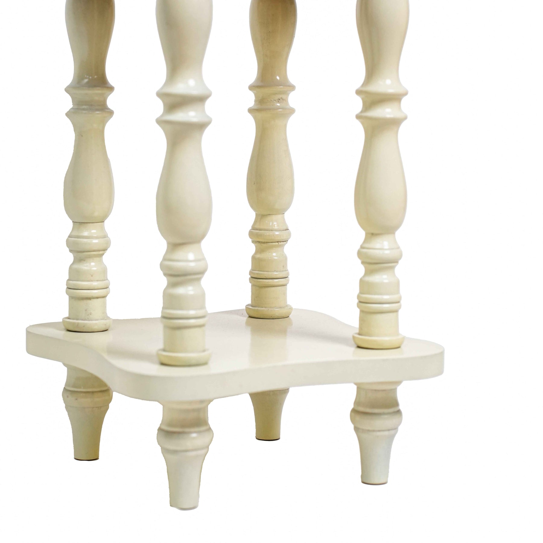 Round Wooden Side Table with Storage in Floral Printed