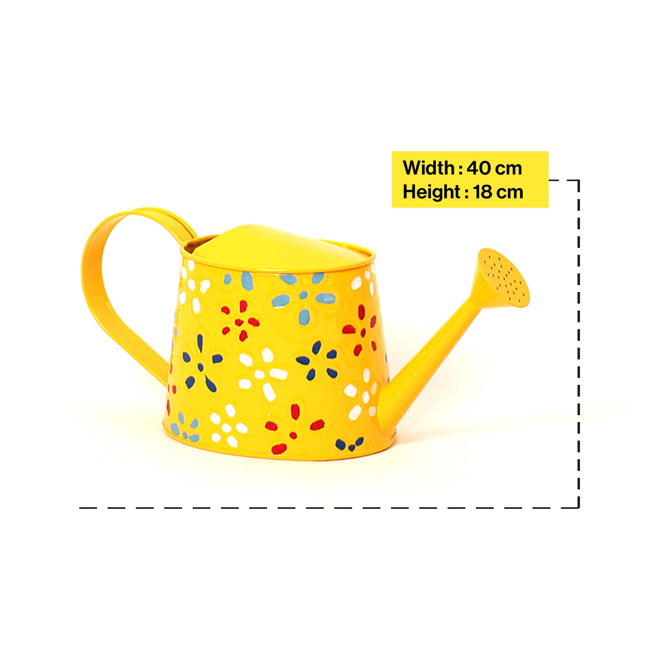 Traditional Watering Can in Floral Print Yellow (Large)