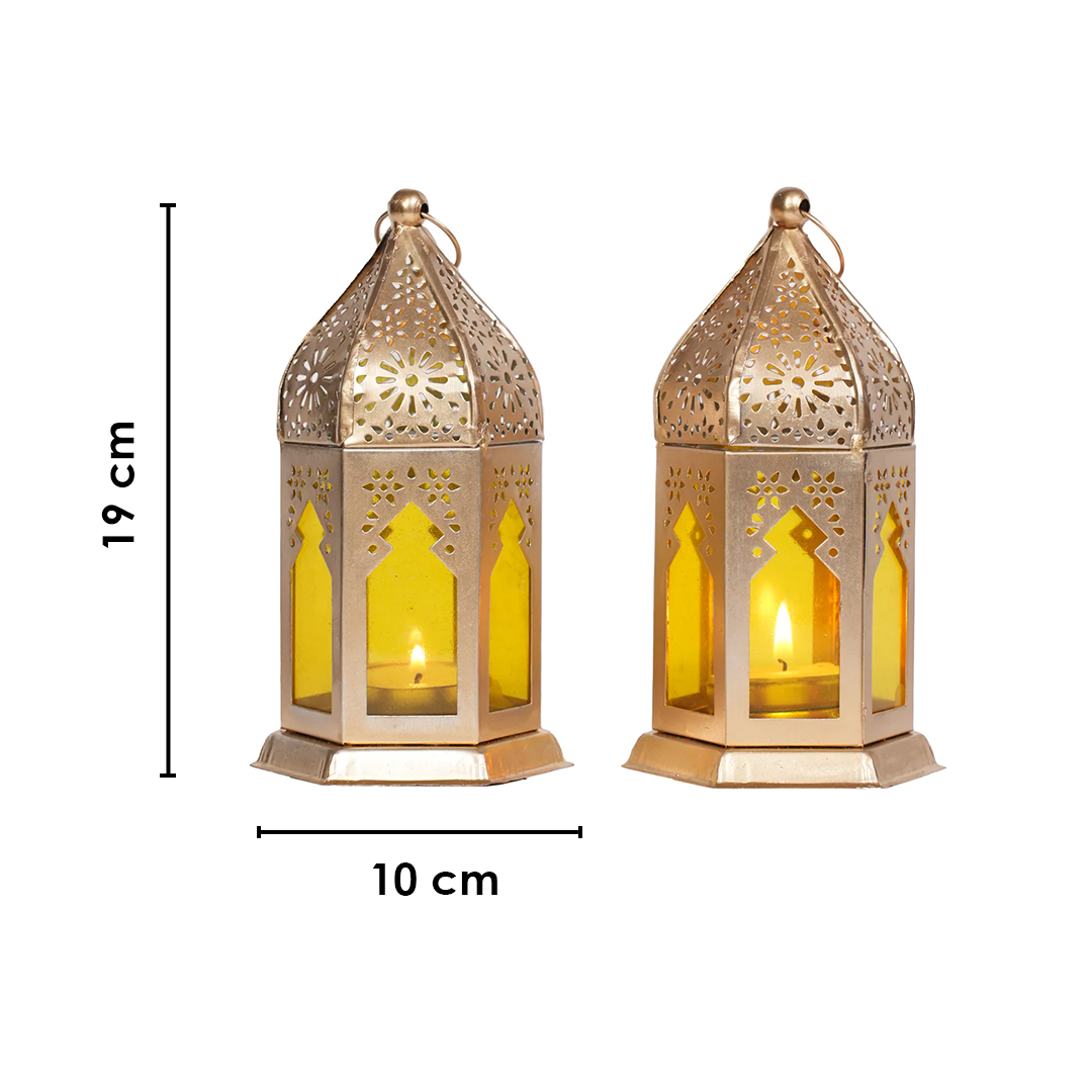 Yellow Moroccan Lanterns Set of 2