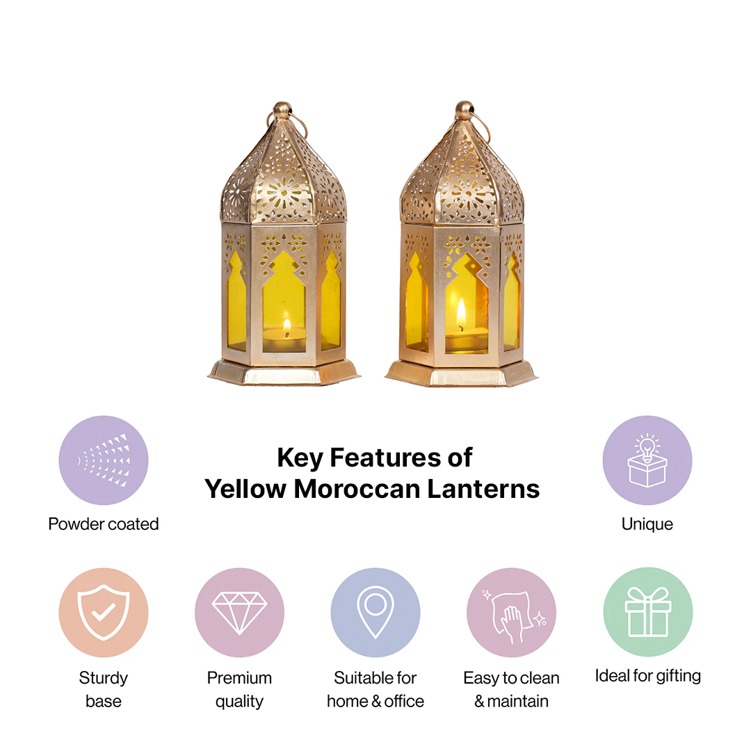 Yellow Moroccan Lanterns Set of 2