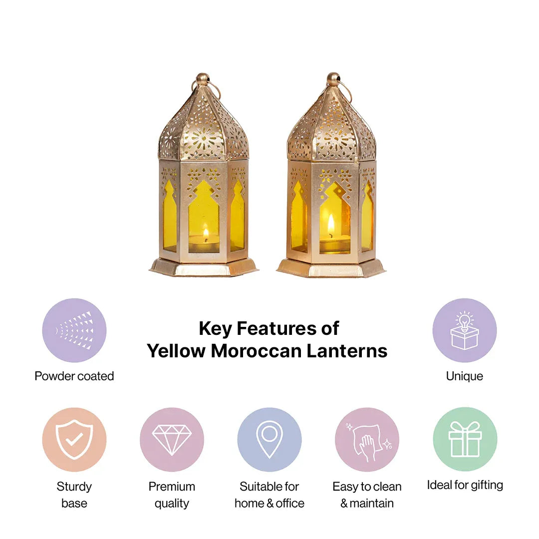 Yellow Moroccan Lanterns Set of 2