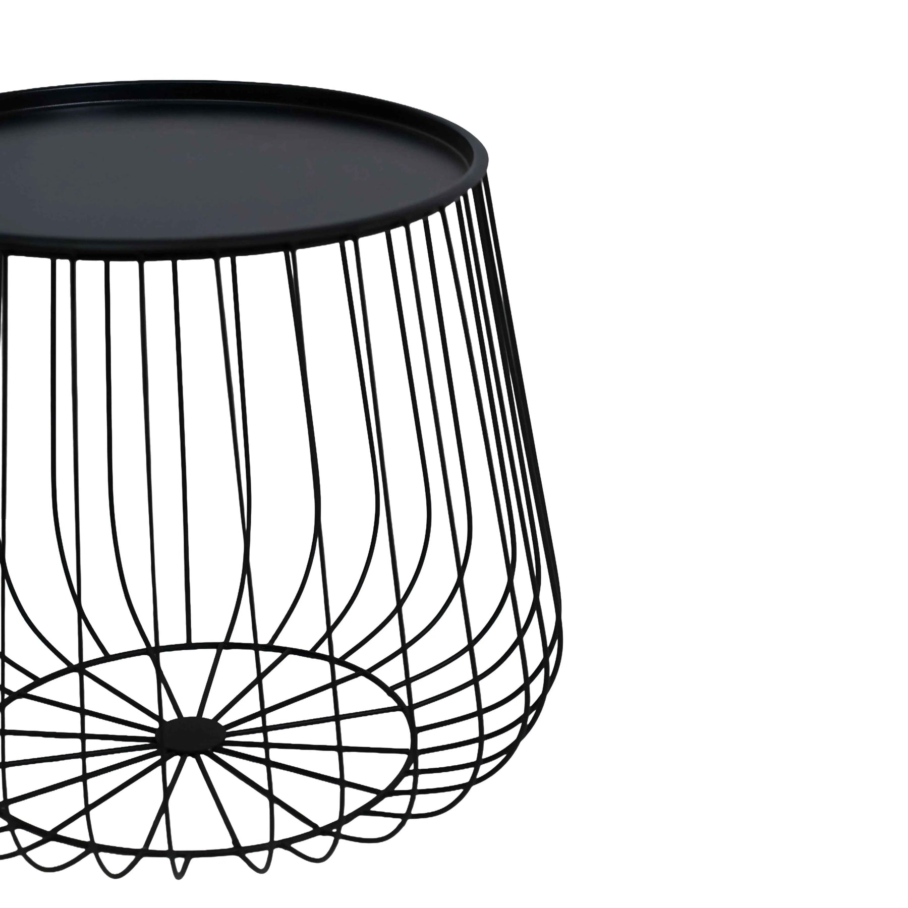 Metal Round Wire Side Table in Black for Living Room and Bedroom