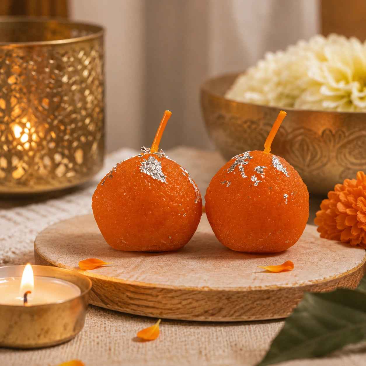 Premium Motichoor Laddu Scented Candles Set