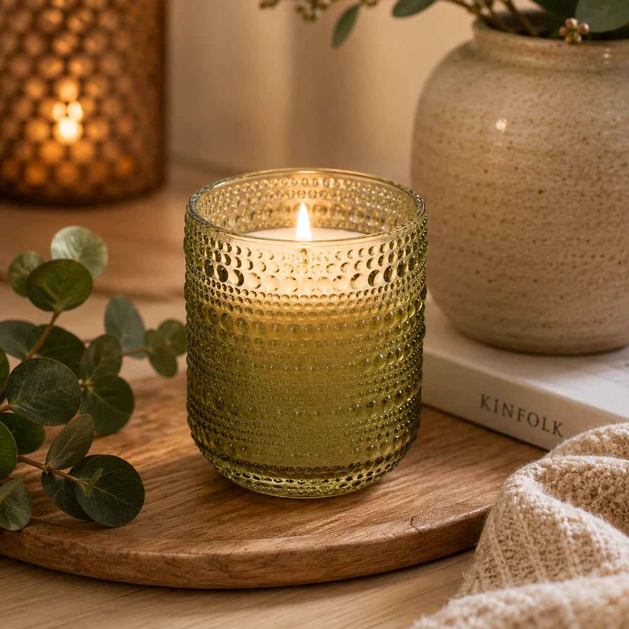 Premium Natural Scented candle in Lite Yellow Decorative Glass