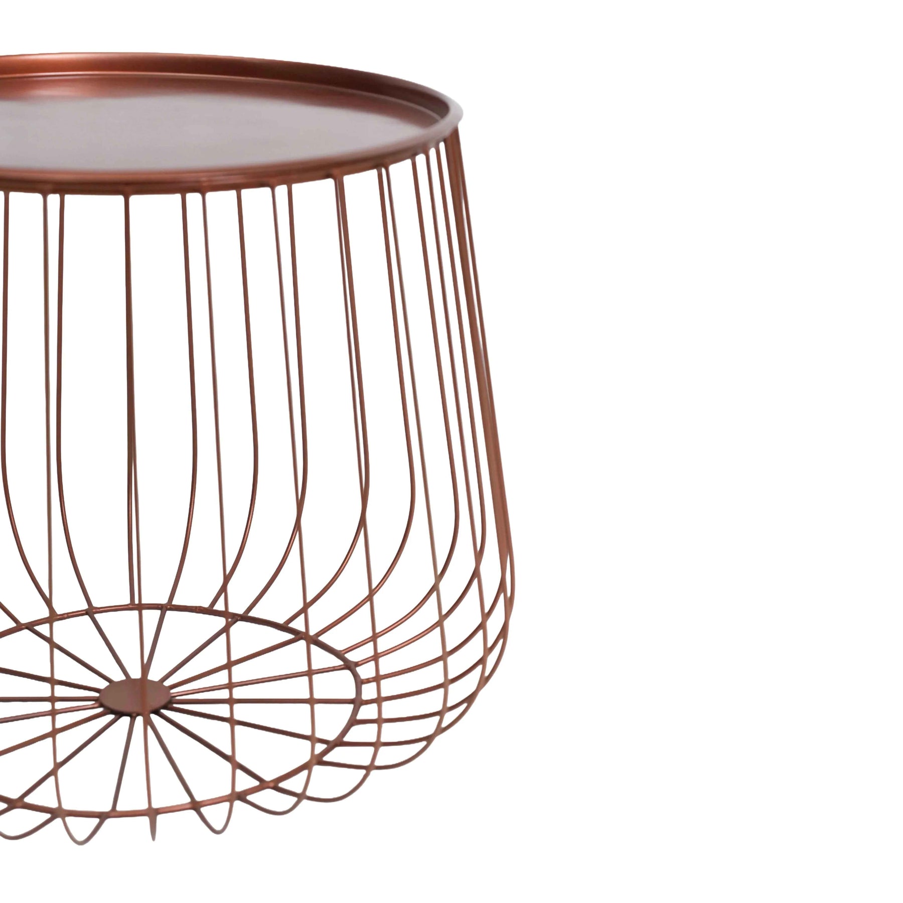 Metal Round Wire Side Table in copper for Home Decor