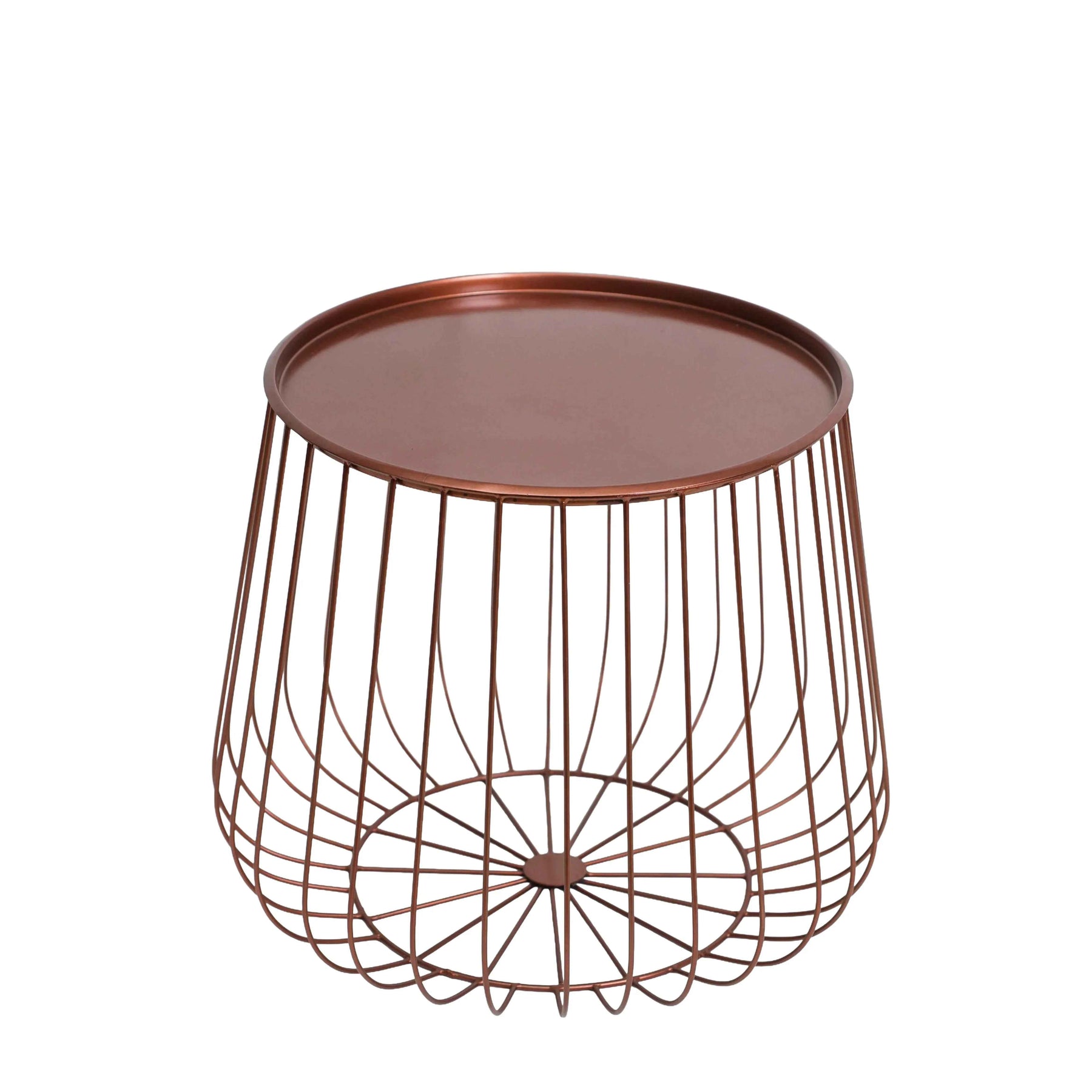 Metal Round Wire Side Table in copper for Home Decor