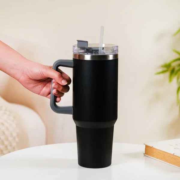Premium Insulated Tumbler with Handle in Midnight Black