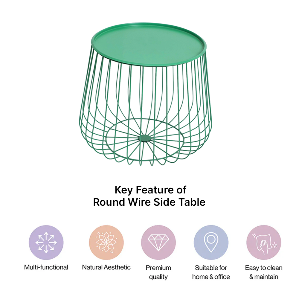 Green Round Wire Side Table