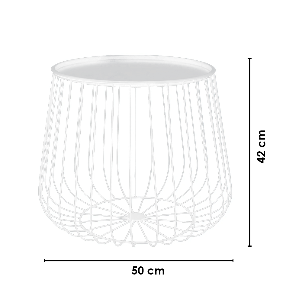 White Round Wire Side Table