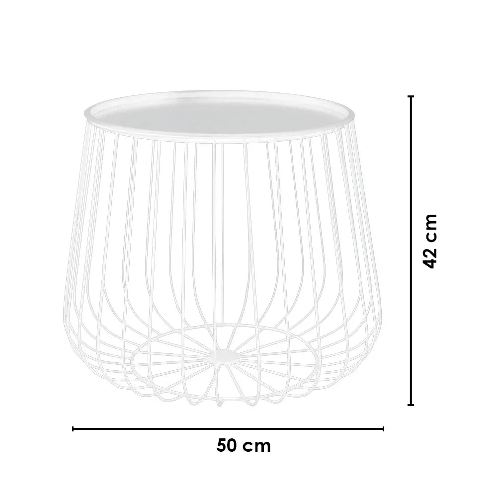 White Round Wire Side Table