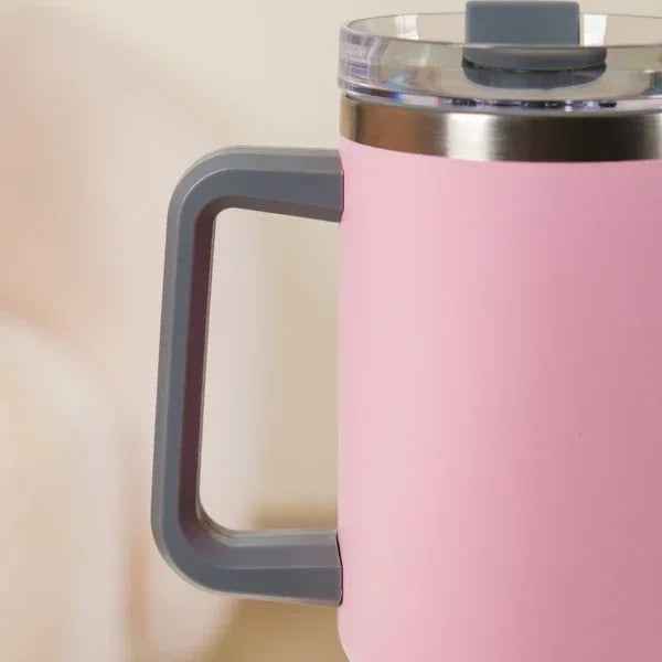 Premium Insulated Tumbler with Handle in Pastel Pink