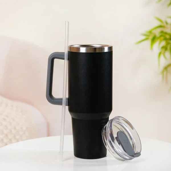 Premium Insulated Tumbler with Handle in Midnight Black
