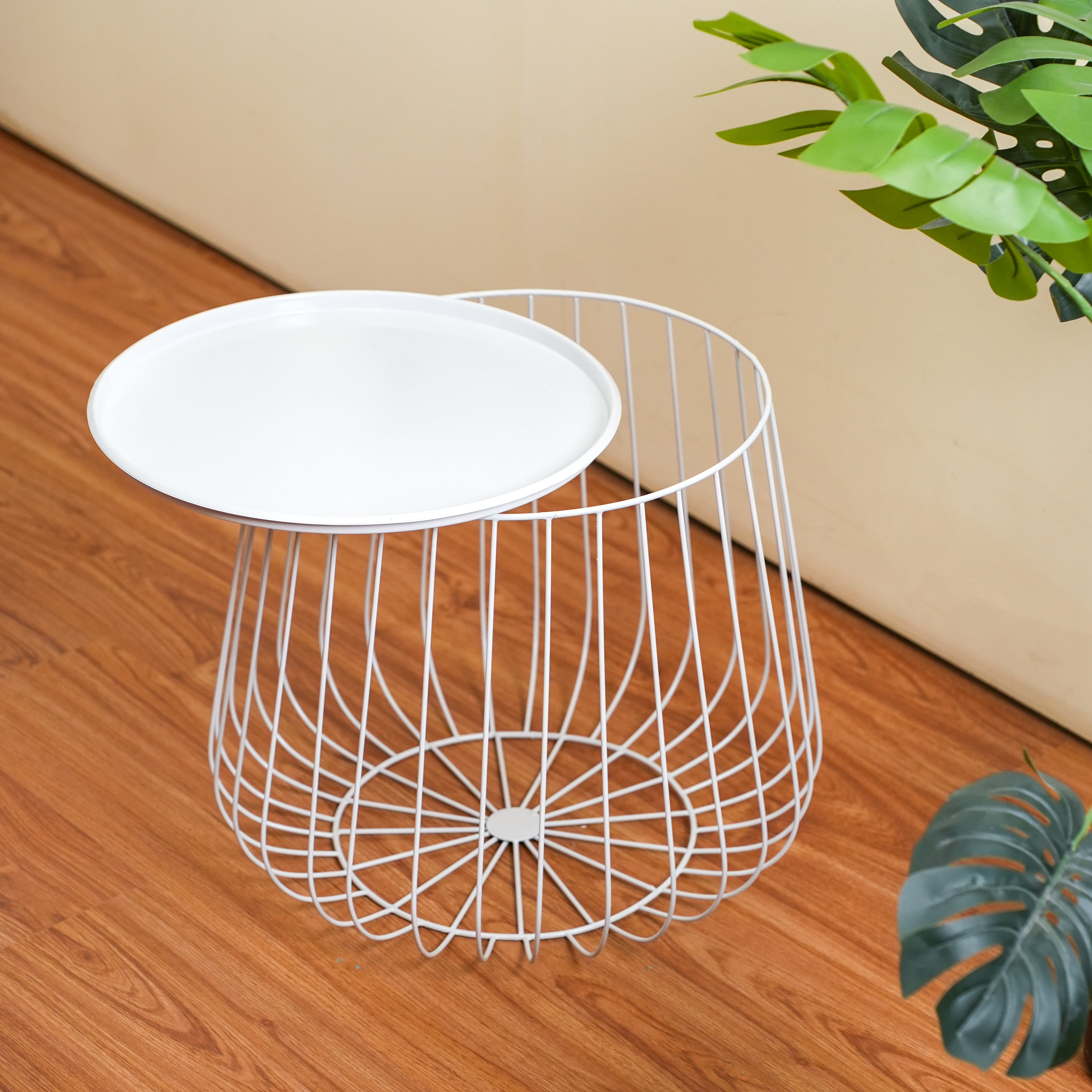 White Round Wire Side Table