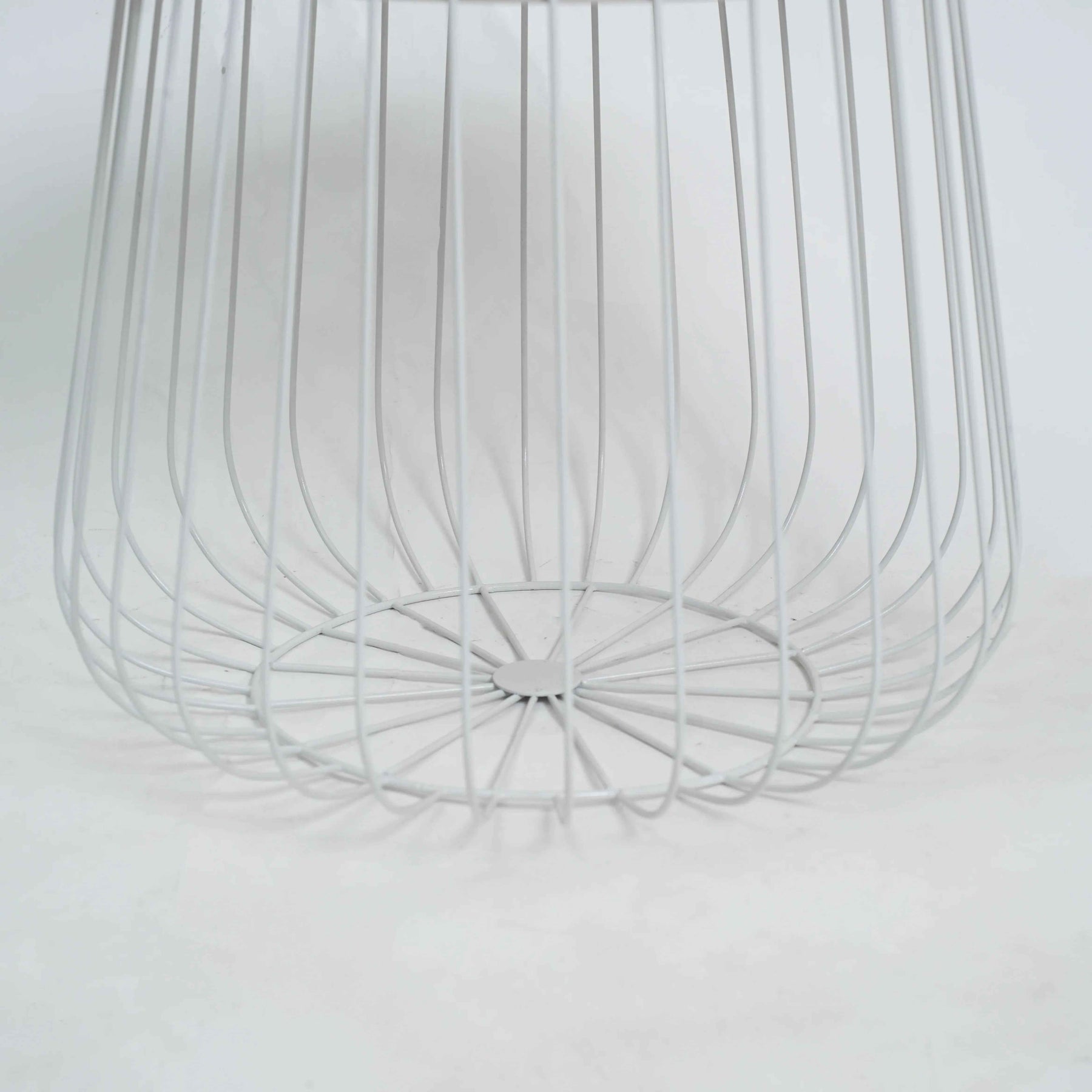 Metal Wire Round Side Table with Storage in White