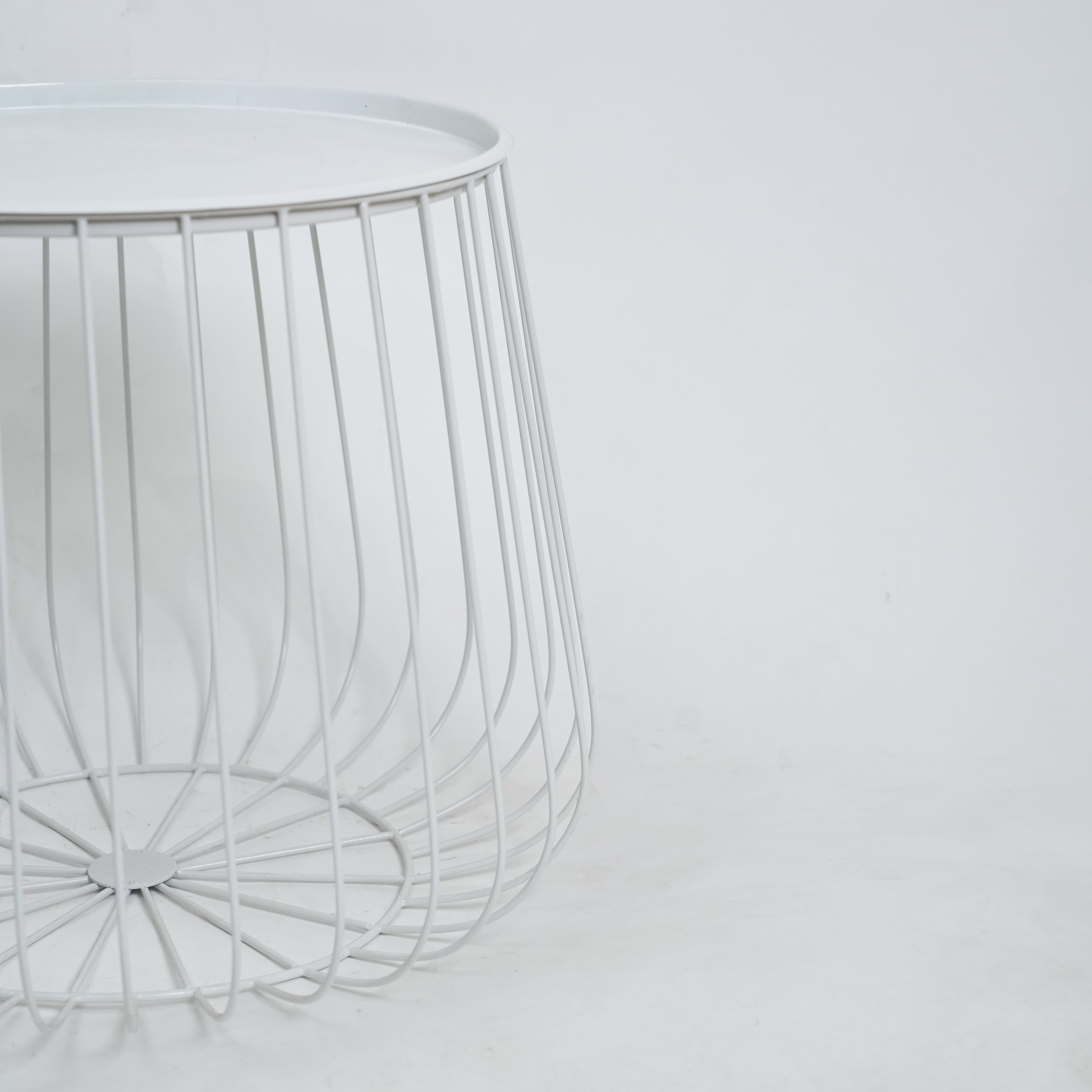 White Round Wire Side Table