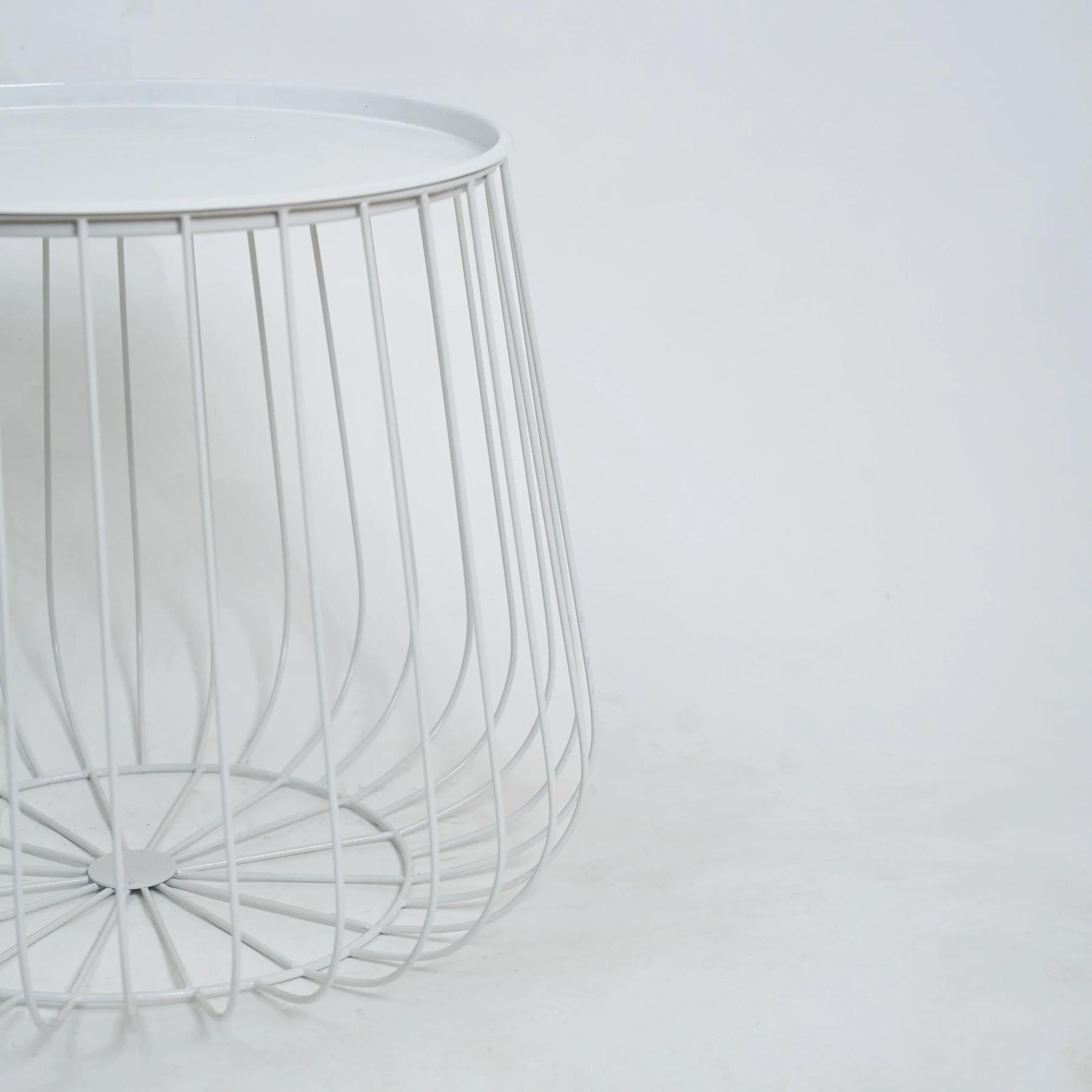 White Round Wire Side Table
