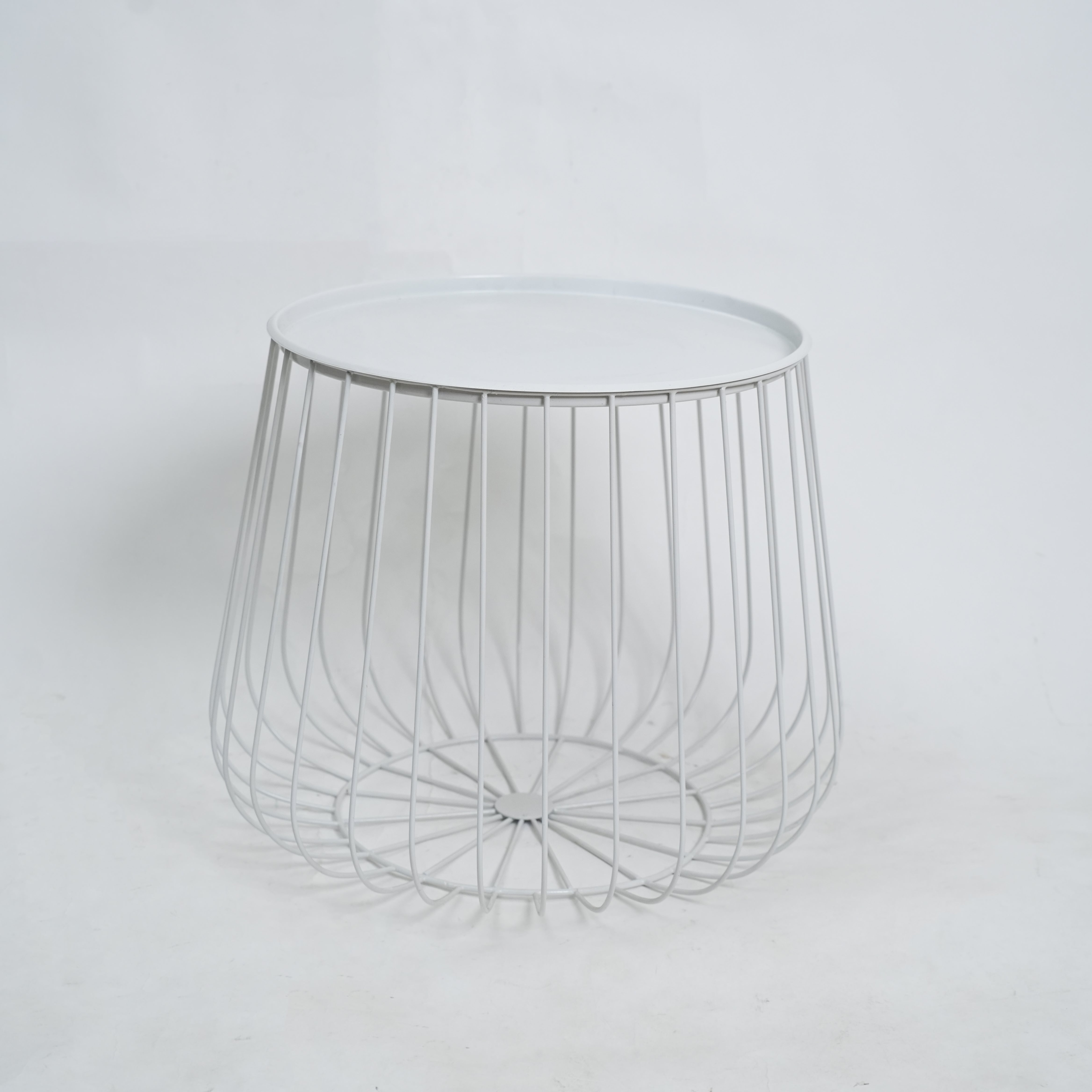 White Round Wire Side Table