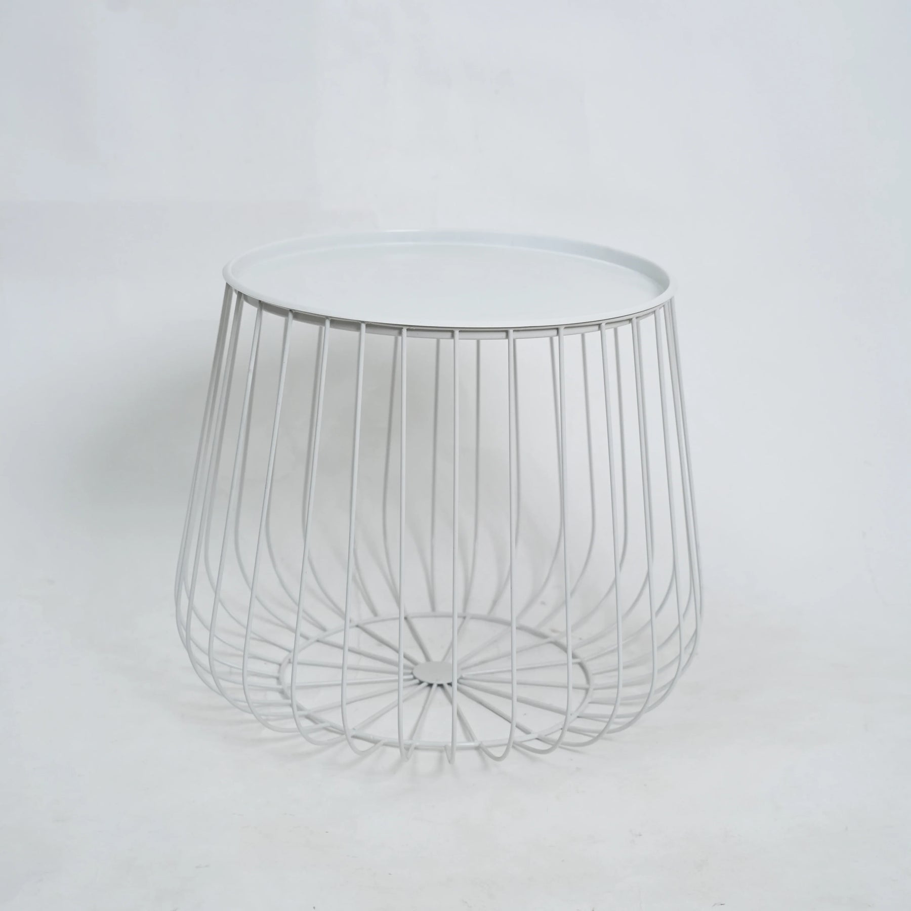 White Round Wire Side Table