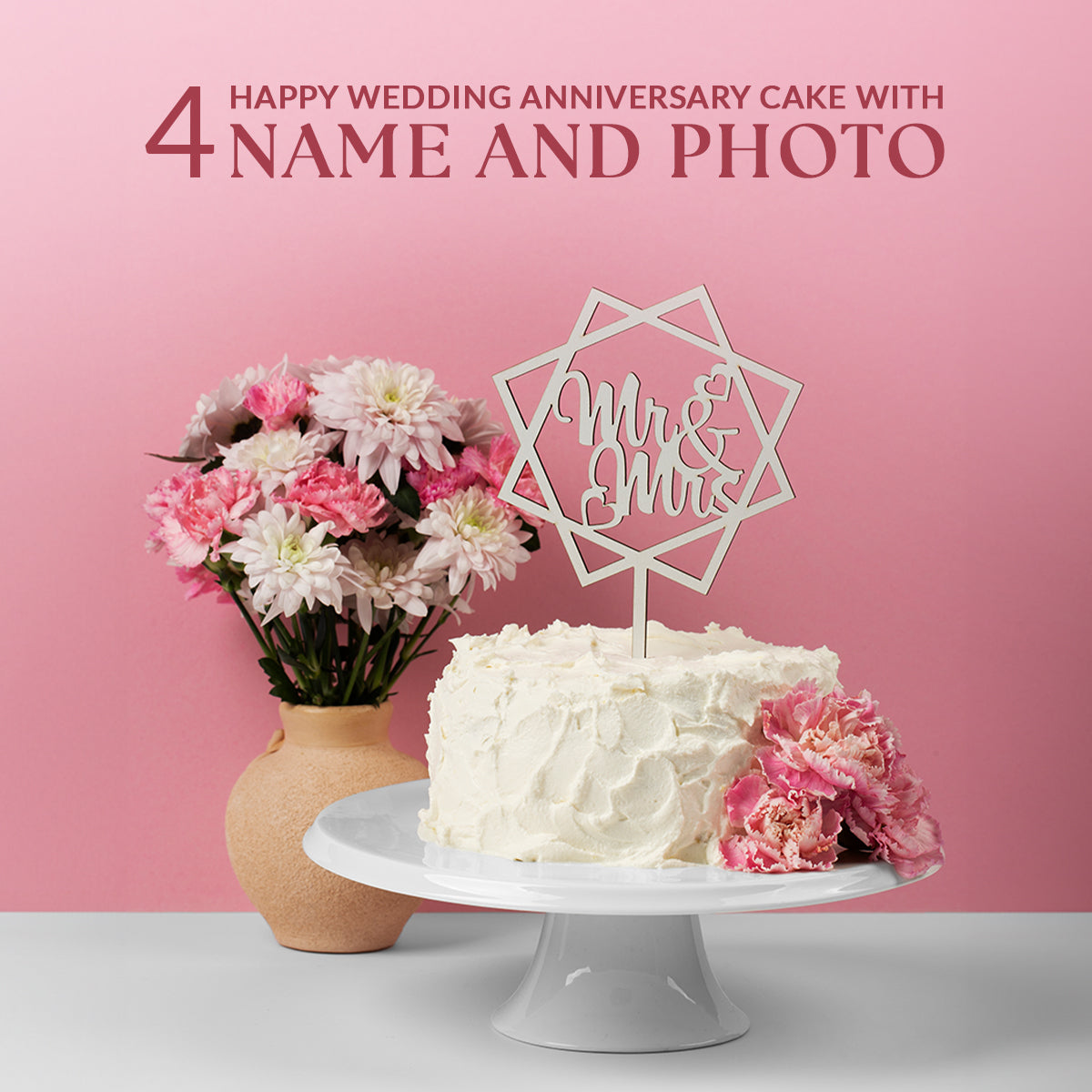 4 Cute Happy Wedding Anniversary Cake with Name Ideas