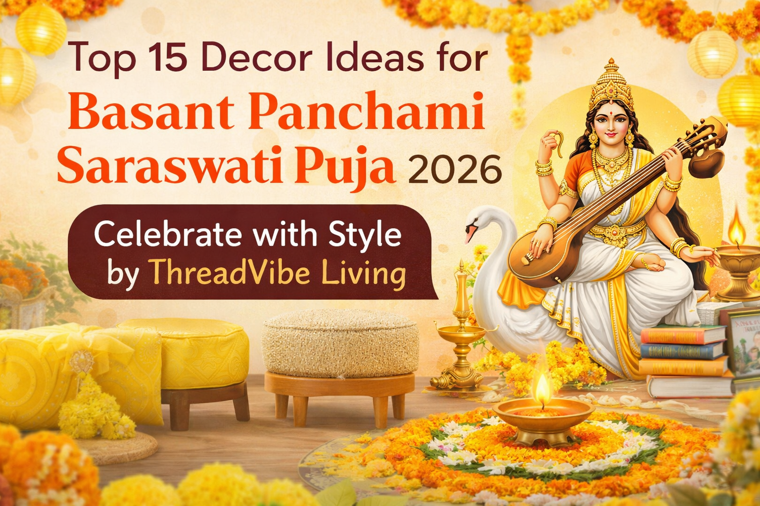 Top Decoration Ideas for Basant Panchami Saraswati Puja 2026