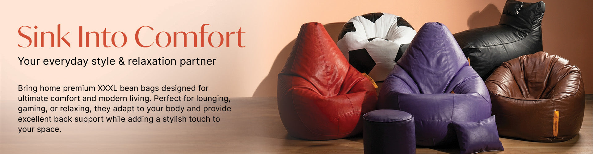 4XL Bean Bag Teardrop and Footrest with Beans Filled | XXXXL Bean Bag with Beans