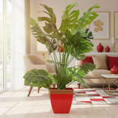 Modern Red and Gold Metal Planter