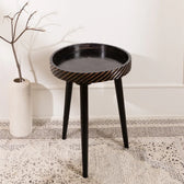 Modern Coffee Side Table in Charcoal Cut Pattern