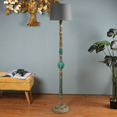Piller Lamp With Sky Blue Shade