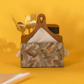 Handcrafted Mango Wood Tissue Holder with Tropical Floral Print