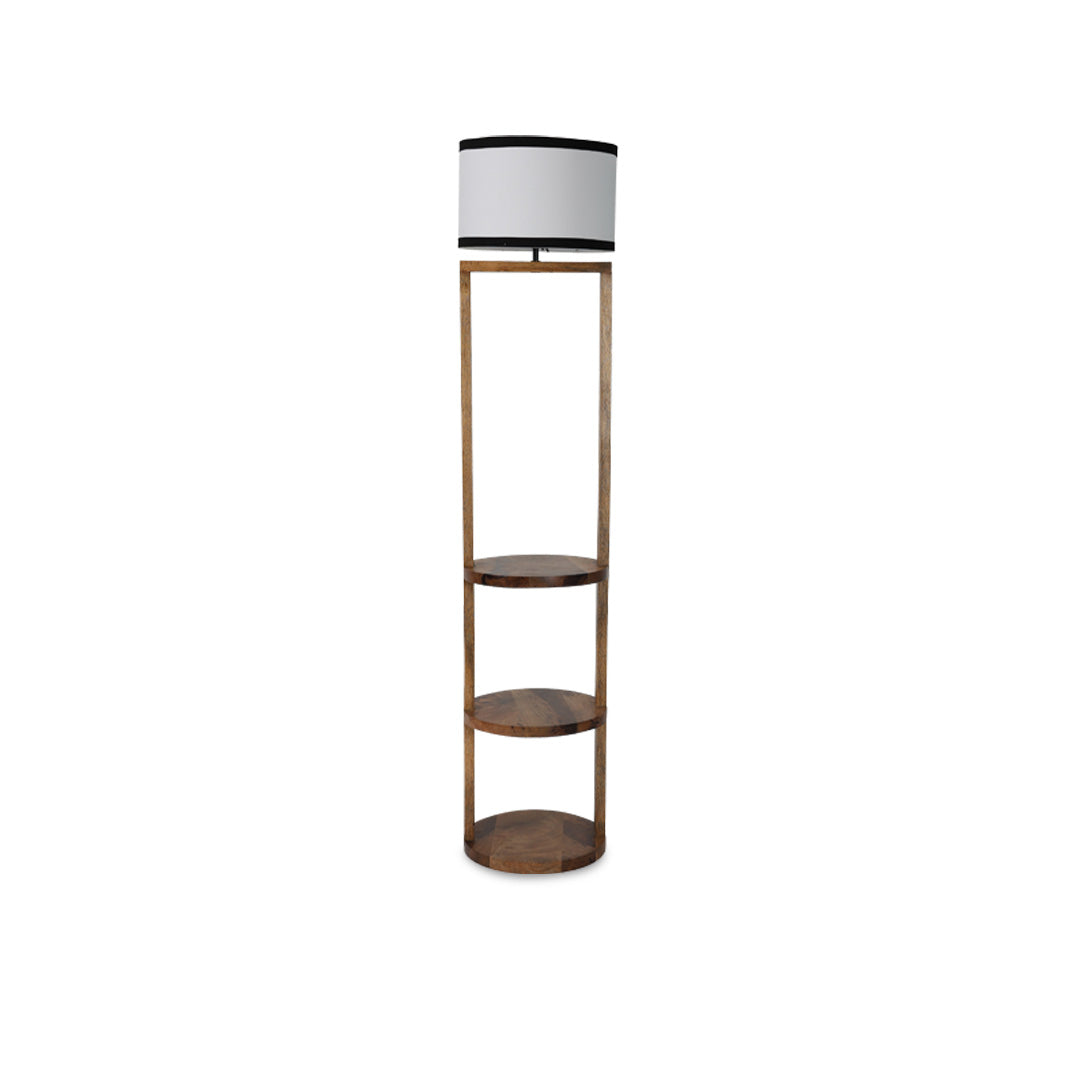 Shelf Floor Lamp With Wood Base