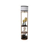 Wooden Shelf Floor Lamp with Storage in Round Shape