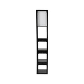 Mango Wood Floor Lamp with Three Drawer Shelf in Black