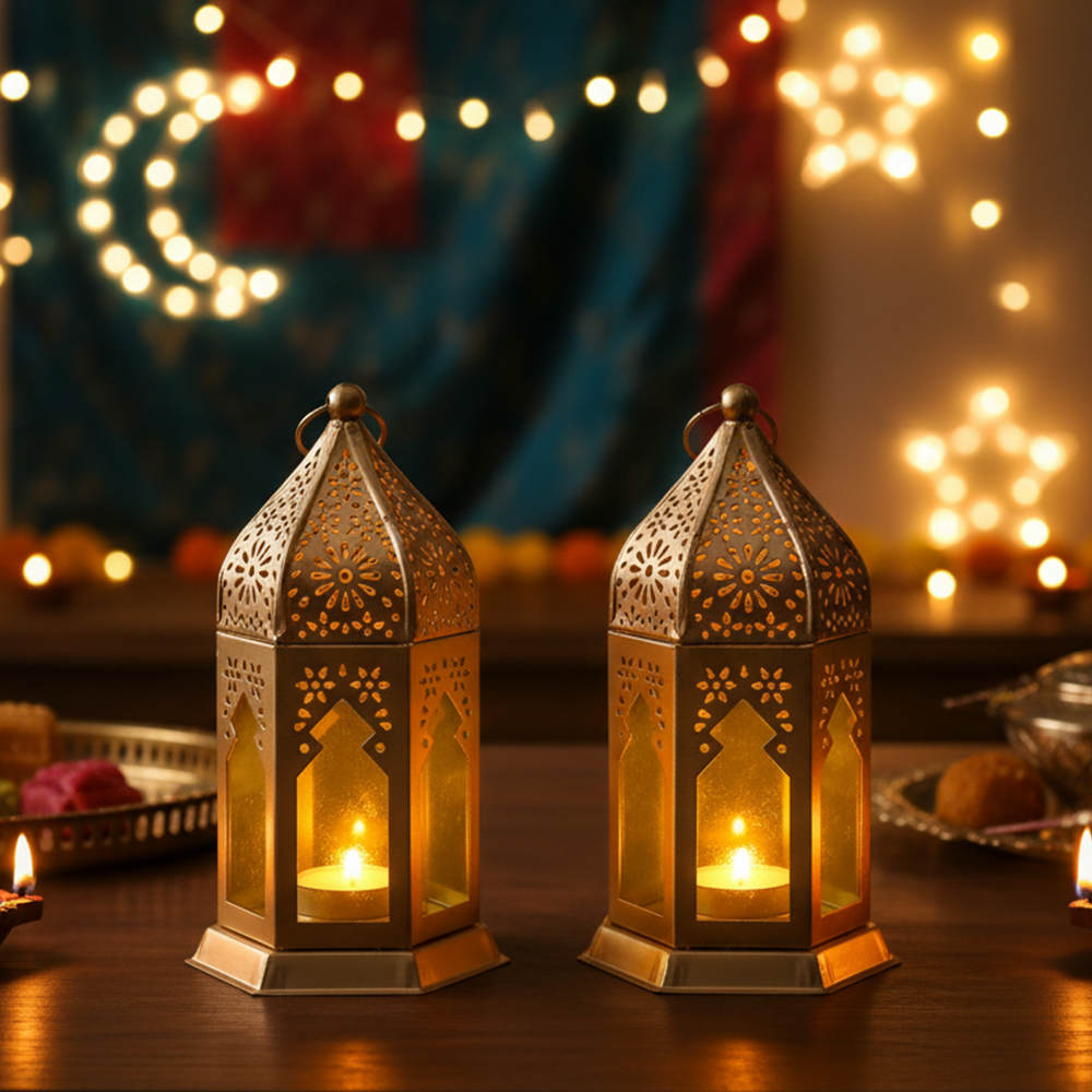 Yellow Moroccan Lanterns Set of 2