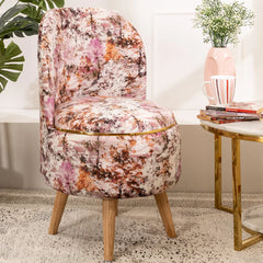 Velvet Printed Pouffe Chair