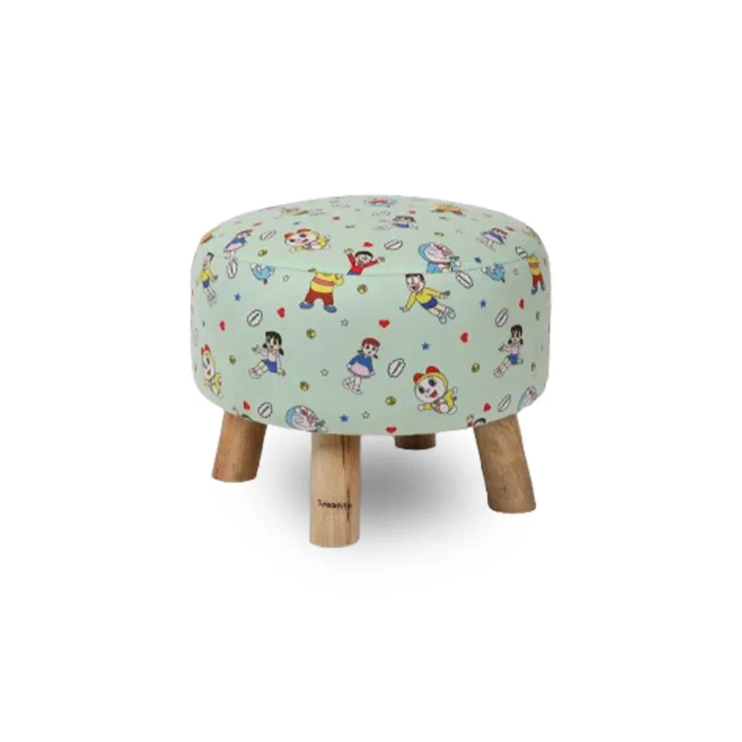 Kids Printed Round Ottoman Stool in Doraemon Edition