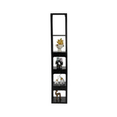 Mango Wood Floor Lamp with Three Drawer Shelf in Black
