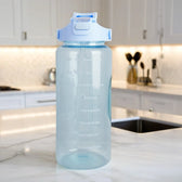Premium Transparent Motivational Water Bottle in Sky Blue