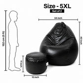 5XL Teardrop Bean Bag & Footrest Set with Beans
