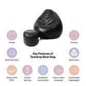 5XL Teardrop Bean Bag & Footrest Set with Beans