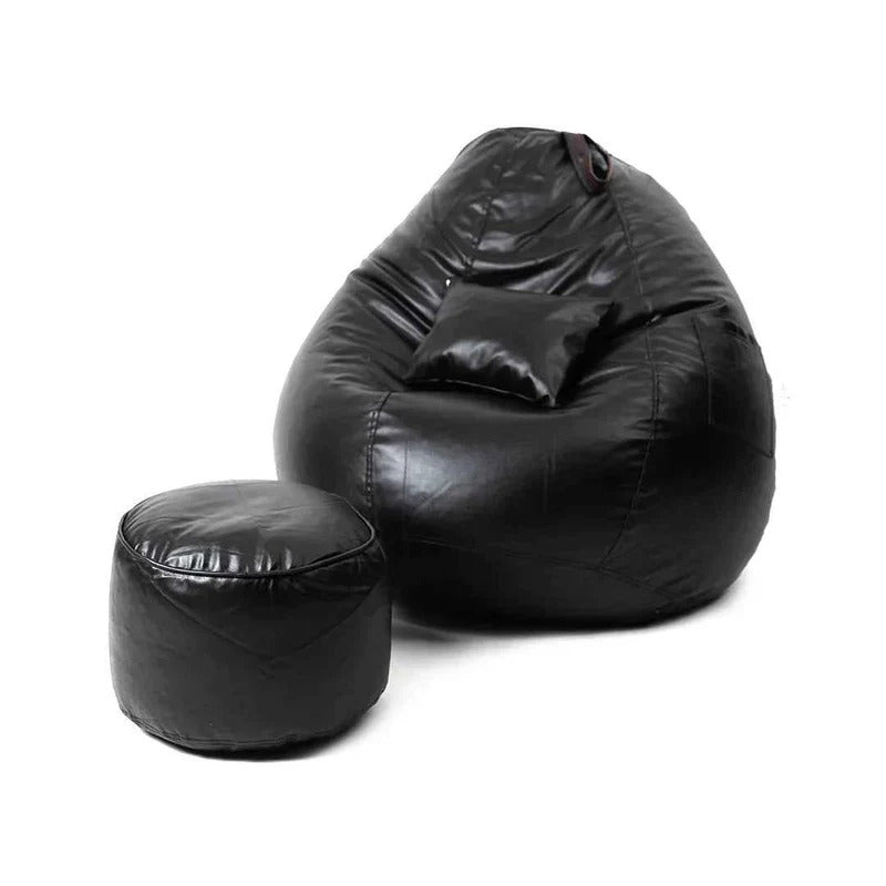 5XL Teardrop Bean Bag with Footrest & Cushion Set with Beans