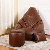 5XL Teardrop Bean Bag with Footrest & Cushion Set with Beans