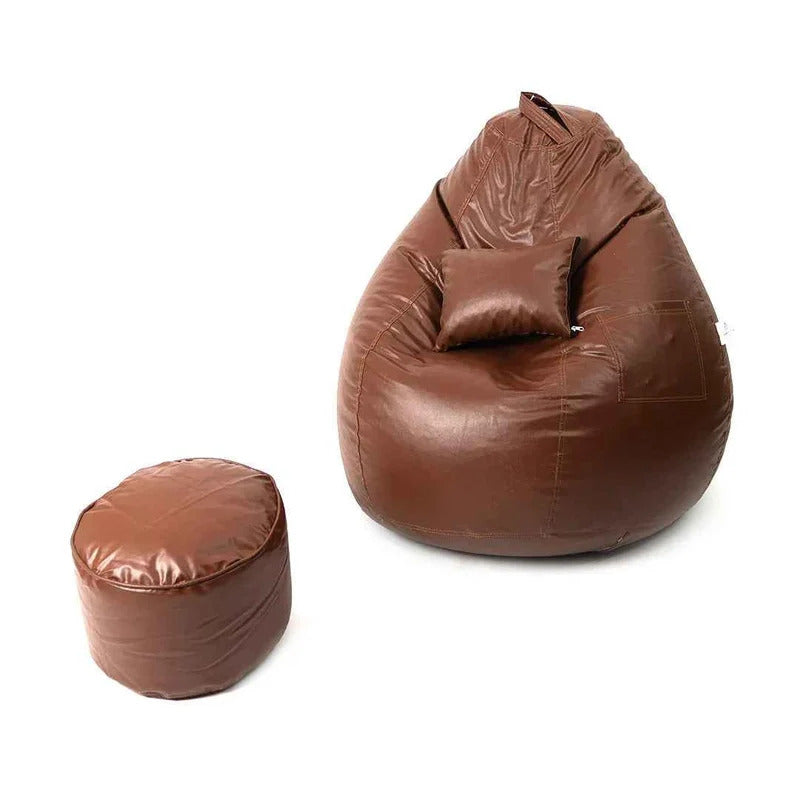 5XL Teardrop Bean Bag with Footrest & Cushion Set with Beans
